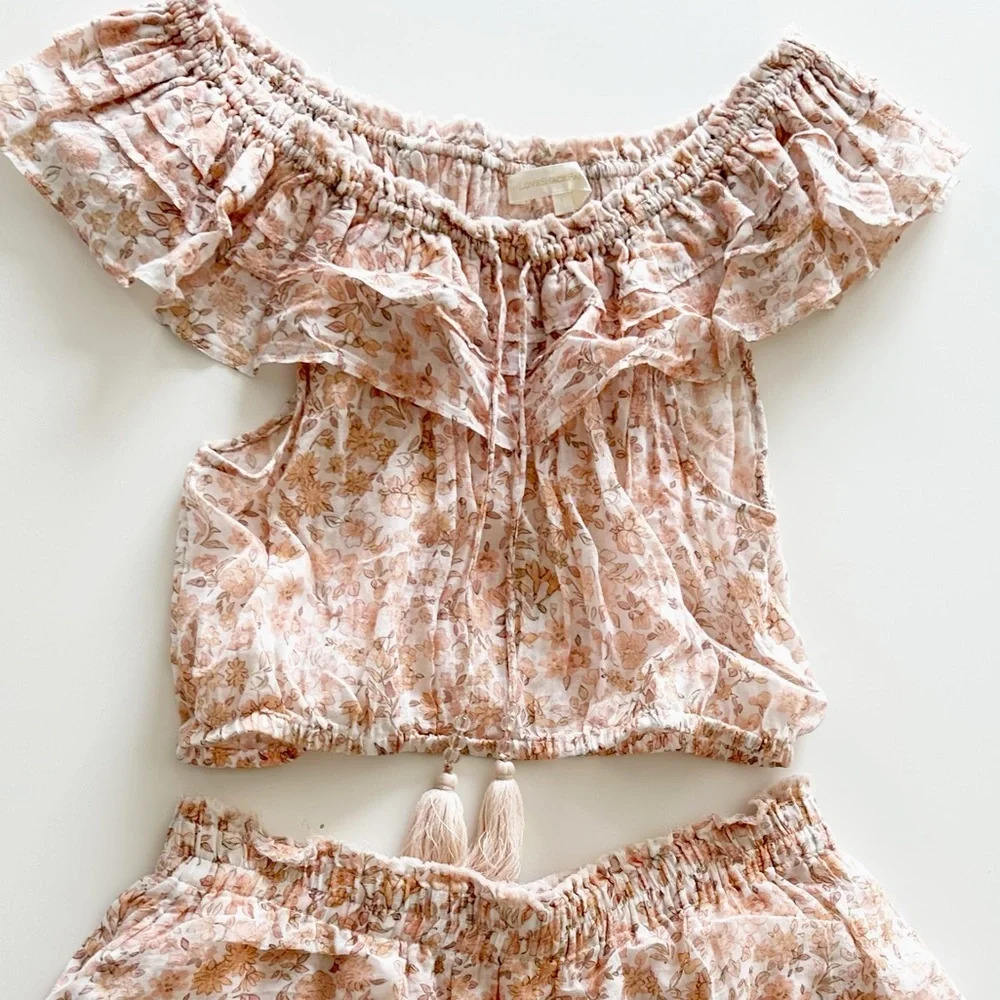 LoveShackFancy Floral Ruffle Shirt Size Large - Picture 3 of 15